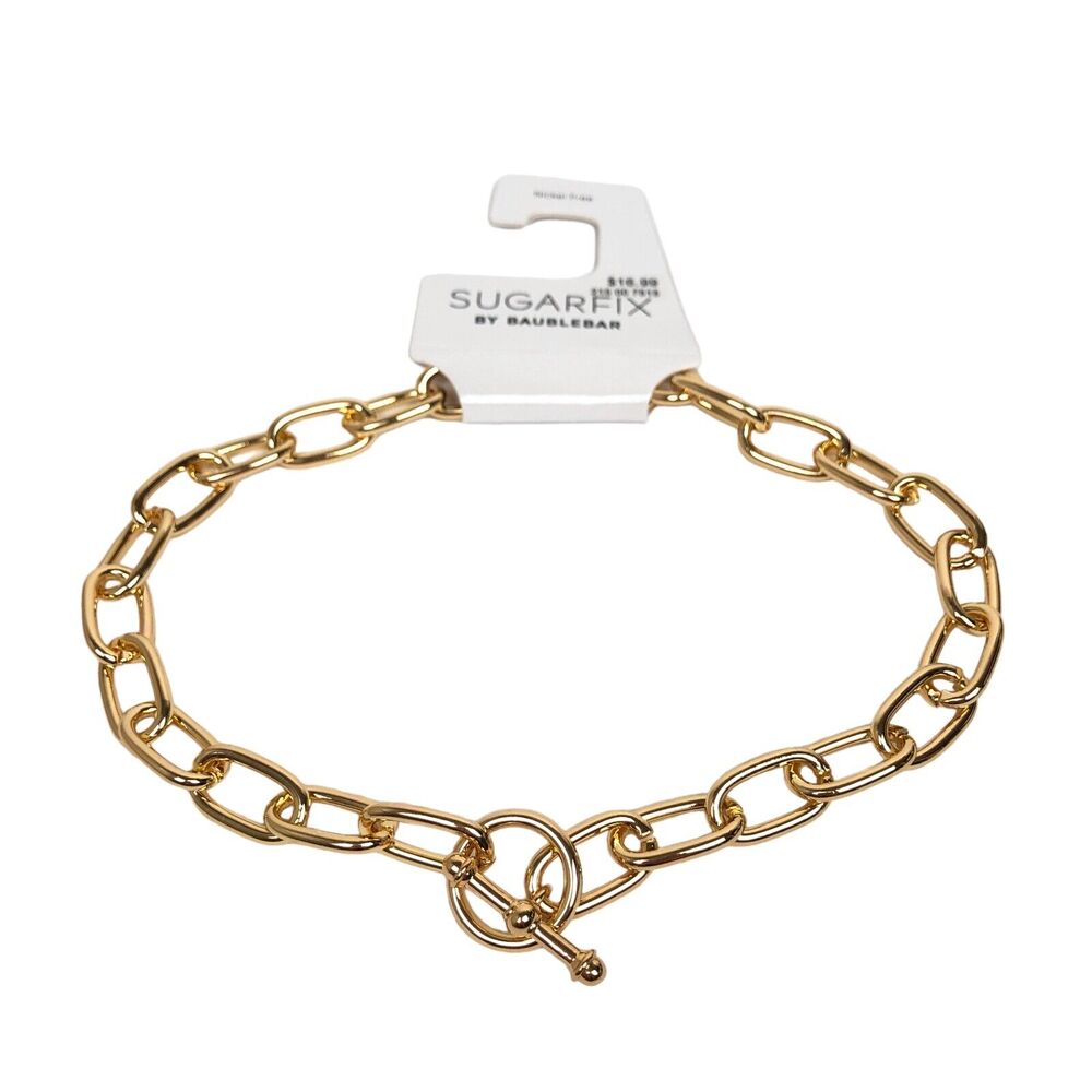 NEW SUGARFIX by BaubleBar Chain Link Statement Necklace Choker Gold Color - Picture 4 of 5